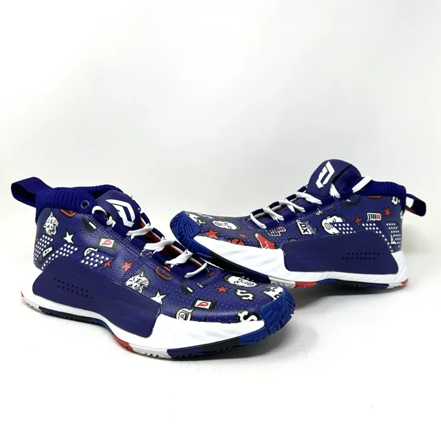Ad-id-as DAME 5 Basketball Shoes Purple LE Print - (EG2317) - Men's Size 7 - NEW