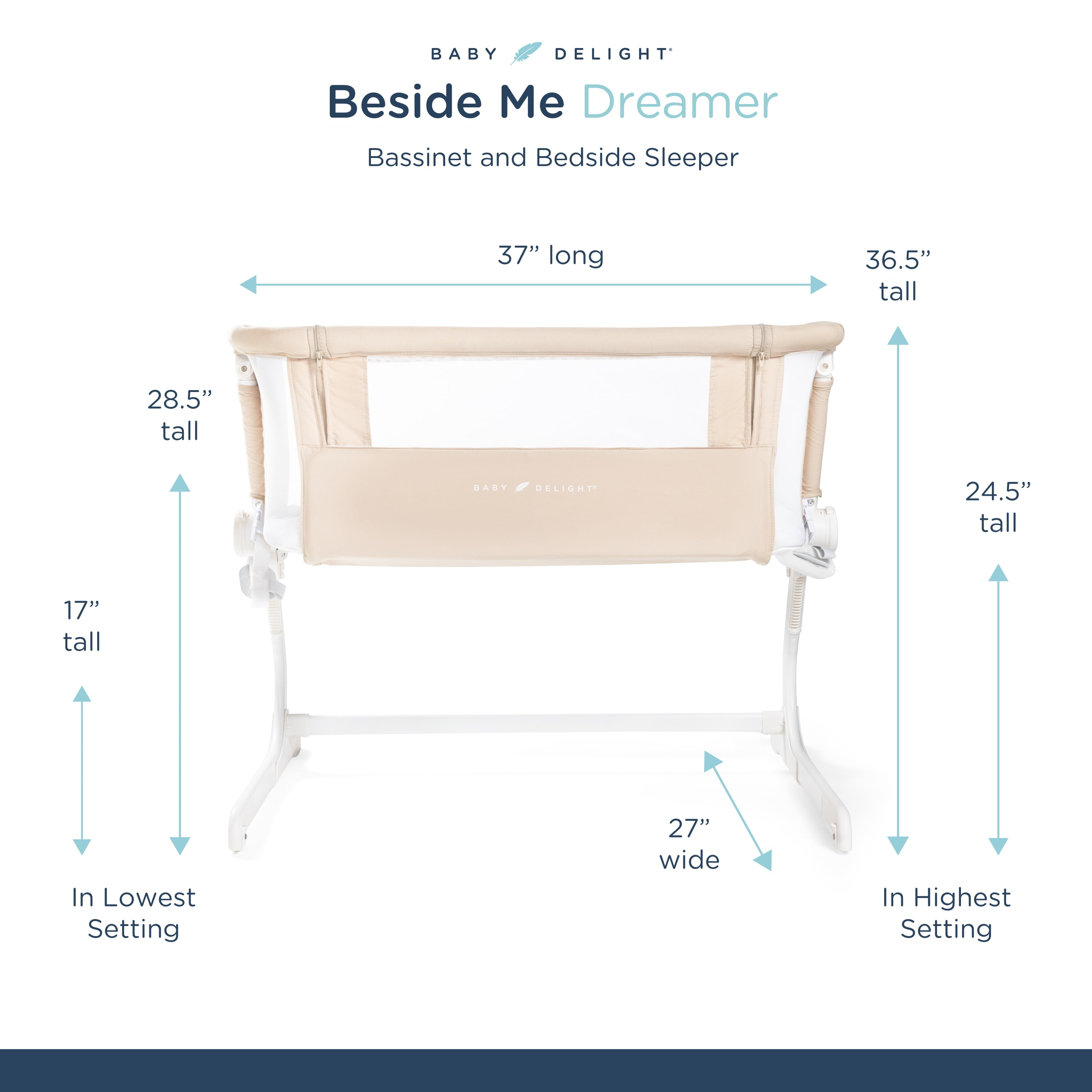 Baby Delight Beside Me Dreamer Infant Bassinet & Bedside Sleeper - Golden Grain (Unisex)