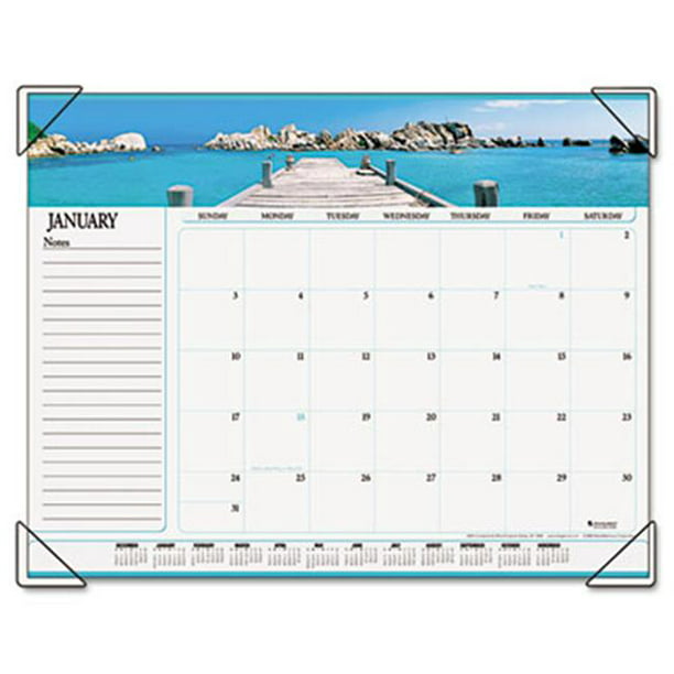 At A Glance 89803 Panoramic Seascape Monthly Desk Pad Calendar 22 X 17