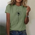 thumbnail image 2 of Casual T-shirts for Women Sunflower Print Crew Neck Short Sleeve Tops Soft Base Pullover Graphic Tees (L, Army Green 02), 2 of 5