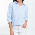 thumbnail image 6 of Elsie & Zoey Lakelyn XL Blue 3/4 Cuff Sleeve Collared Cotton Blouse for Women, 6 of 8