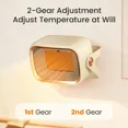 thumbnail image 3 of Space Heater 1200W PTC Ceramic Fast Heating Portable Heater Floor Or Wall Mounted With Thermostat For Bedrooms Homes Offices 2 Heating Modes Overheating And Tipping Protection Compact Design, 3 of 5