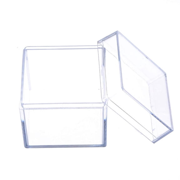 Giaone Plastic Square Box Small Plastic Storage Box 5 Sided Transparent Container