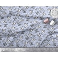 thumbnail image 2 of Soimoi Blue polyester Crepe Fabric Coffee & CHill Text Print Sewing Fabric Yard 52 Inch Wide, 2 of 5