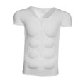 thumbnail image 2 of Camiseta de hombre con músculos falsos, camiseta acolchada con forma de pecho, ropa interior moldeadora para interiores. abdominales de manga corta, 2 of 9