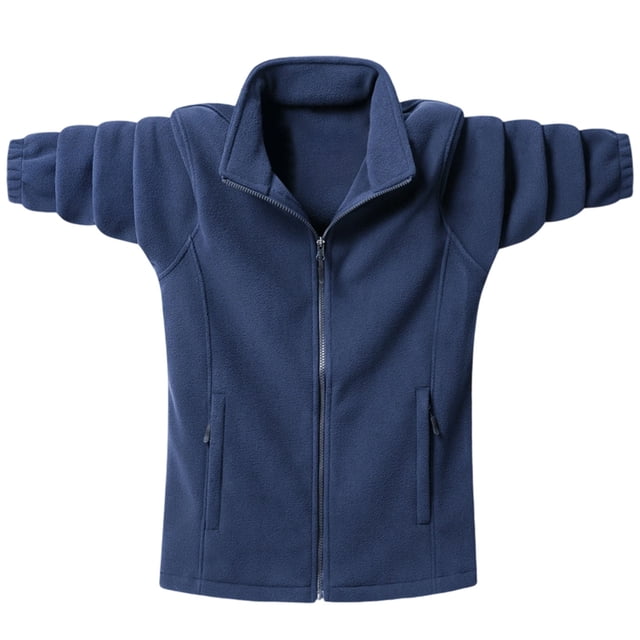 PEONAVET Mens Jacket Men's Solid Color Pocket Zipper Cardigan Long Sleeved Stand Up Collar Wool Jacket