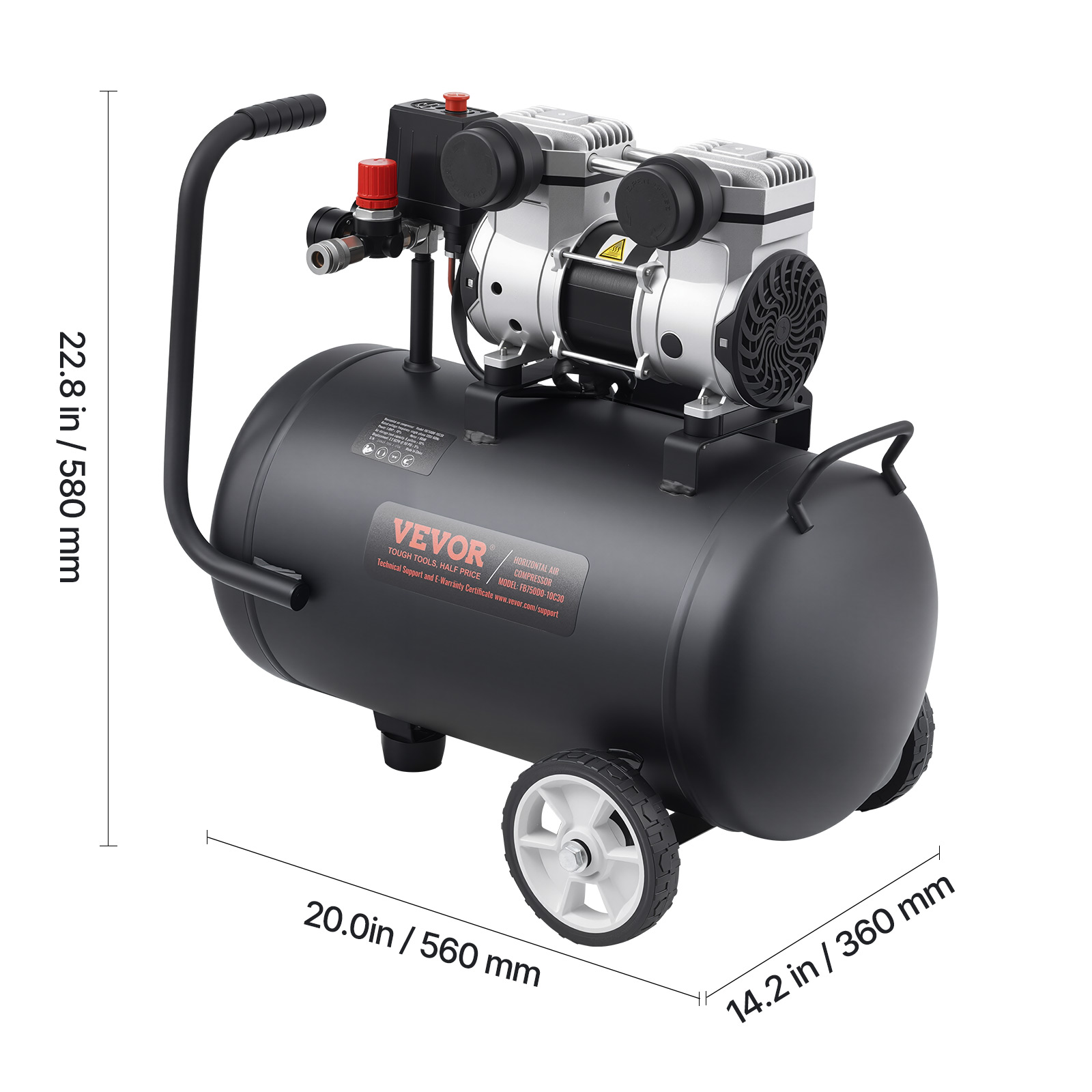 VEVOR Air Compressor, 8 Gallon Steel Tank, 1HP 2.2 CFM@90 PSI Oil Free Air Compressor & Max. 120PSI Pressure, 80dB Ultra Quiet Portable Compressor, for Auto Repair, Tire Inflation, Spray Painting
