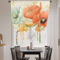 thumbnail image 4 of Vintage Red Tie Up Curtain 63 Inches Long, Yellow Blue Poppy Watercolor Plant Pastoral Balloon Style Kitchen Window Curtain Over Sink, Small Window Rod Pocket Curtain 46"x63", 4 of 9