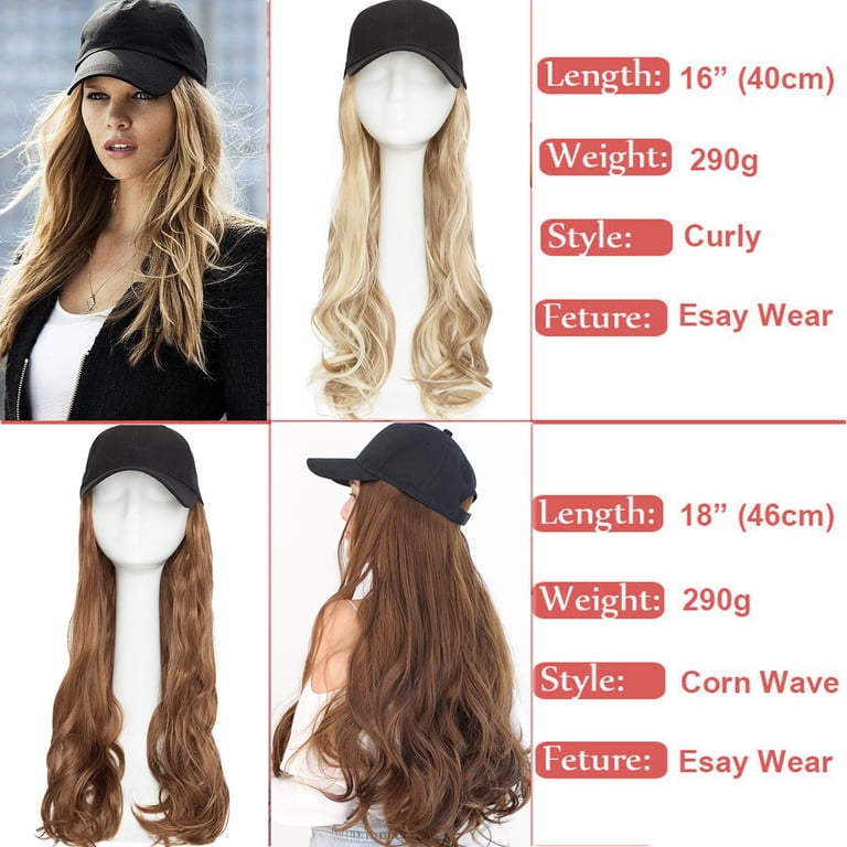 SEGO Baseball Cap Wigs Synthetic Long Curly Wavy Wig Hat  display picture 3