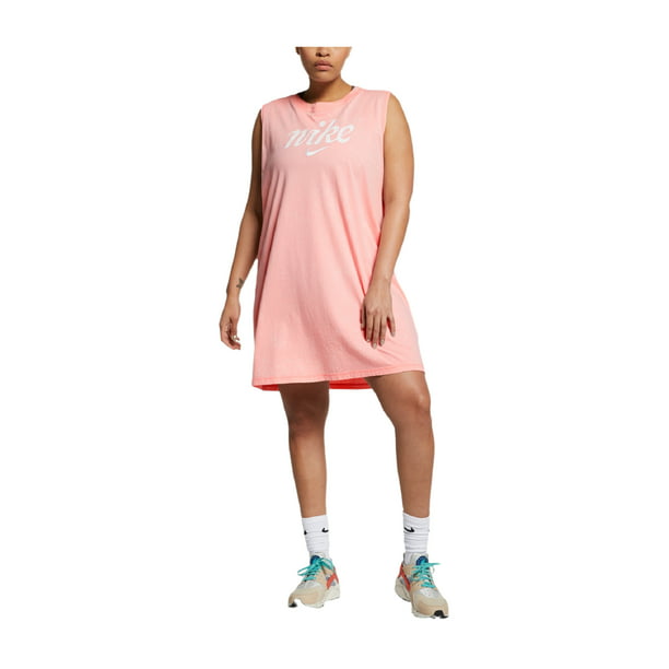 Nike - Nike Plus Women's Sportswear Cotton Logo Sleeveless Dress, Pink ...