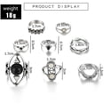thumbnail image 4 of Rings for Women & Girls 8 PCS Set, Stackable Knuckle Ring Boho Bohemian Vintage Geometric Gem Stone Jewel Moon Marble Pattern Finger Rings Teens (Silver), 4 of 5