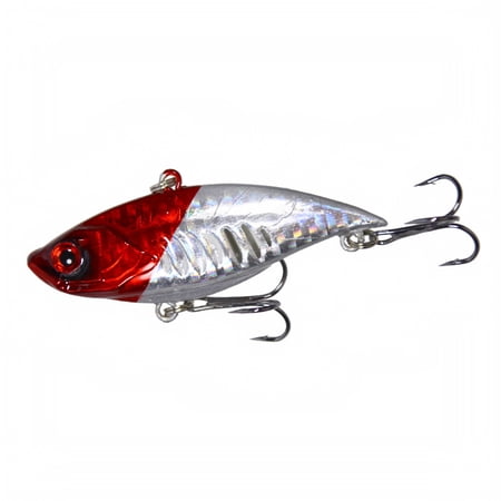 Sinking Lipless Crankbait Fishing Lure Baitfish Hard Bait with 3D Eyes and 2 Treble Hooks Red Silver 0.39 oz 2.56 Inch