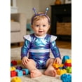 thumbnail image 6 of iiniim Toddler Space Explorer Romper Baby Boys Girls Alien Outfit with Antenna Headband Sparkly Playsuit Blue 18-24M, 6 of 7