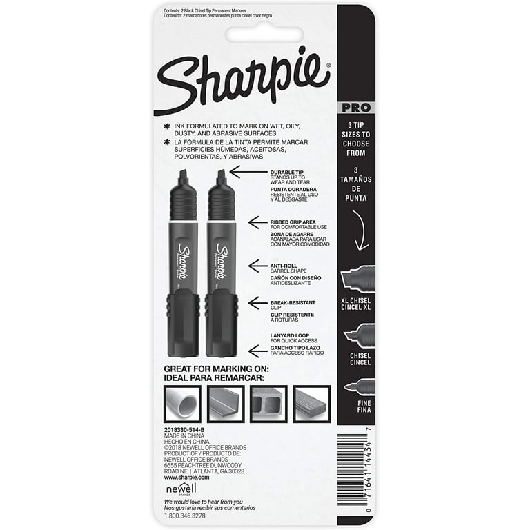 Sharpie, Permanent Markers, Broad Chisel Tip, Black, Pack of 2, Mardel