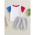 thumbnail image 4 of Wassery Baby Boys Girls Fourth of July Outfits Short Sleeve Letter Print Contrast Color Tops + Shorts Set 6M 12M 18M 24M 2T 3T Infant Girl Boy Summer Casual Clothes for Independence Day, 4 of 9