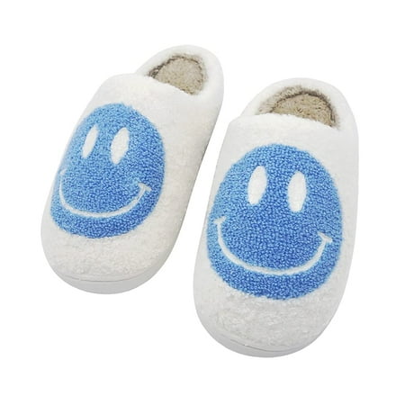 

Fuzzy Slippers for Women Men Smiley Face Plush Cotton Couple Slippers Comfort Indoor Outdoor Cozy Trendy Slip-On Slipper