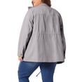 thumbnail image 4 of Agnes Orinda Women's Plus Size Jackets Long Sleeve Drawstring Waist Anorak Coats with Pockets 1X Light Grey, 4 of 7