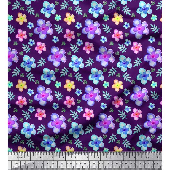Soimoi Cotton Duck Fabric Leaves & Floral Artistic Fabric Prints by Yard 56 Inch Wide