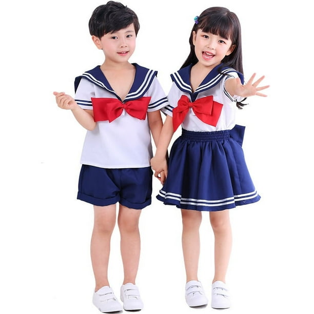 Uniforme escolar para niños, disfraz de JK, cuello azul marino, traje de marinero japonés, fotografía de niña, disfraz de guerrero marinero de jardín de infantes