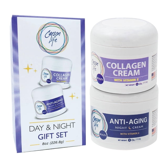 Carson Life Hidratantes de Día y Noche para Rostro - Set Exclusivo de Crema de Día y Crema de Noche - Crema de Colágeno y Crema de Noche para Mujer Anti-Envejecimiento.