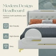 thumbnail image 3 of King Size Bed Frame with Wingback Headboard and Metal Legs,PU Leather Modeen King Bed Frame with Solid Wooden Slats Support,Easy Assembly,Gray, 3 of 8