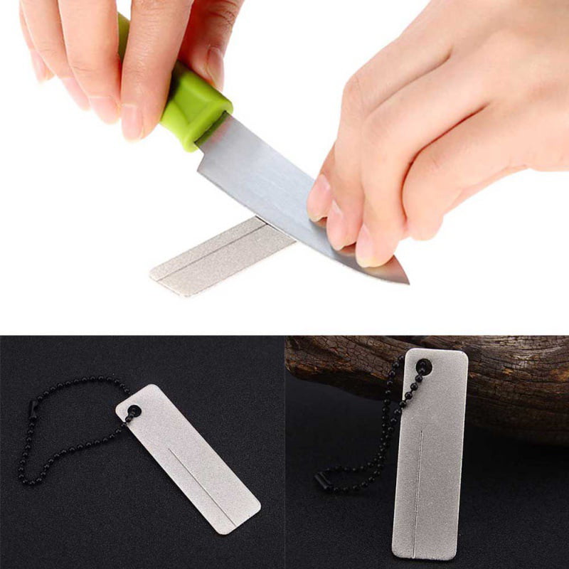 Portable Pocket Sharpener With Key Chain Diamond Sharpening Stone Sheet Tool 