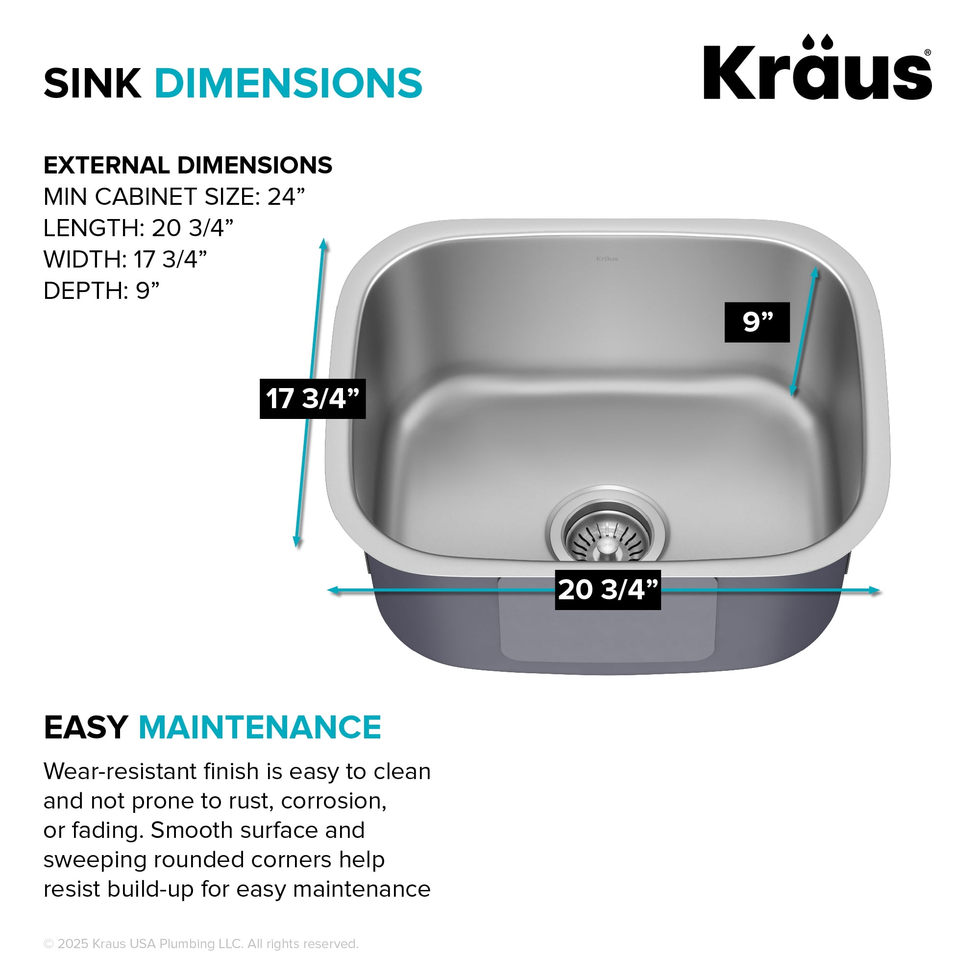 KRAUS Premier 20 in Undermount Single Bowl 18-Gauge Stainless Steel Kitchen Sink