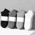 thumbnail image 1 of Flmtop 5Pairs Men Solid Color Elastic Breathable Cotton Anti Sweat Low Cut Ankle Socks, 1 of 7