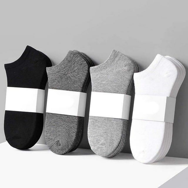 Flmtop 5Pairs Men Solid Color Elastic Breathable Cotton Anti Sweat Low Cut Ankle Socks