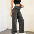 thumbnail image 5 of LWavelet Denim Pants Women Lightweight Wide Leg Jeans Summer Fall High Waisted Straight Leg Trousers with Pockets, 5 of 7