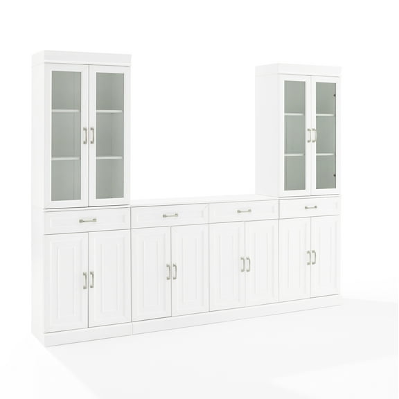 Stanton 3Pc Sideboard And Glass Door Pantry Set White - Sideboard & 2 Pantries