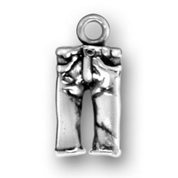 Sterling Silver 16" 1mm Box Chain 3D Pair Of Blue Jean Pants Pendant Necklace