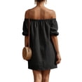 thumbnail image 6 of Summer Casual Dresses for Womens 2026 Fashion Plus Size Cold-Shoulder V-Neck Short Sleeve Solid Color Casual Maxi Dress, 6 of 7
