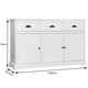 thumbnail image 3 of Costway Aparador con 3 Cajones y 3 Puertas Mueble con Repisa Regulable para Comedor Zapatero Consola y Aparador Blanco 136 x 42,5 x 86 cm, 3 of 10