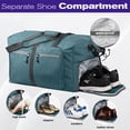 thumbnail image 2 of Fosmon 65L Large Duffle Bag for Travel , 24" Foldable Carry On Travel Bag With Shoe Compartment, Adjustable Shoulder Strap and Padded Handle for Gym Weekender Women and Men , Green, 2 of 6