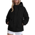thumbnail image 2 of IUYRTFE Women's Hooded Windbreaker Jacket with Zipper and Snap Button Placket Lightweight Water Resistant Outdoor Coat for Hiking Travel and Daily Wear, 2 of 9