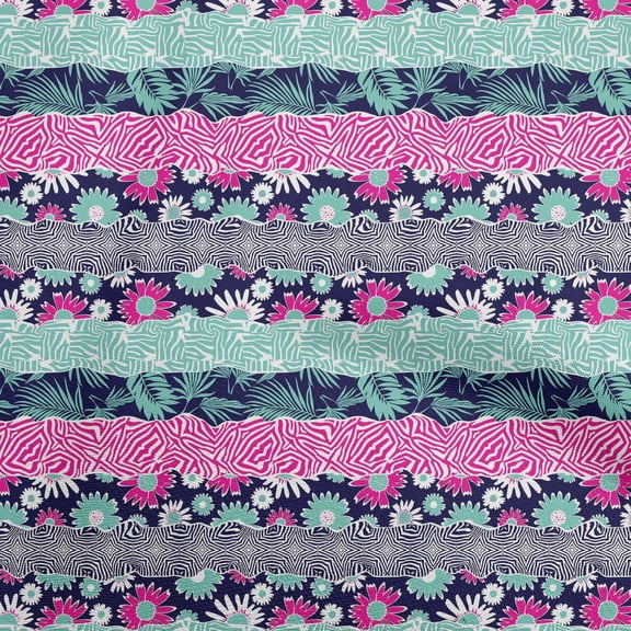 oneOone Cotton Poplin Twill Dark Navy Blue Fabric Floral Diy Clothing Quilting Fabric Print Fabric By Yard 56 Inch Wide