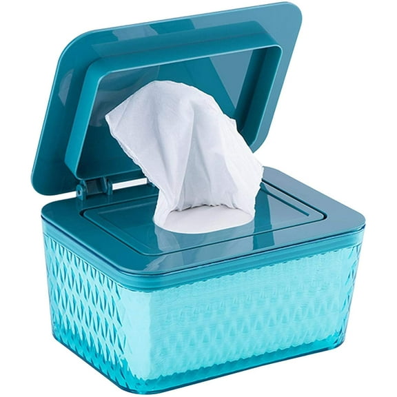 Zhuge Wipes Dispenser Wet Wipes Storage Box Baby Wipes Case Wipes Dispenser Holder with Lid Dustproof Wipe Holder Blue