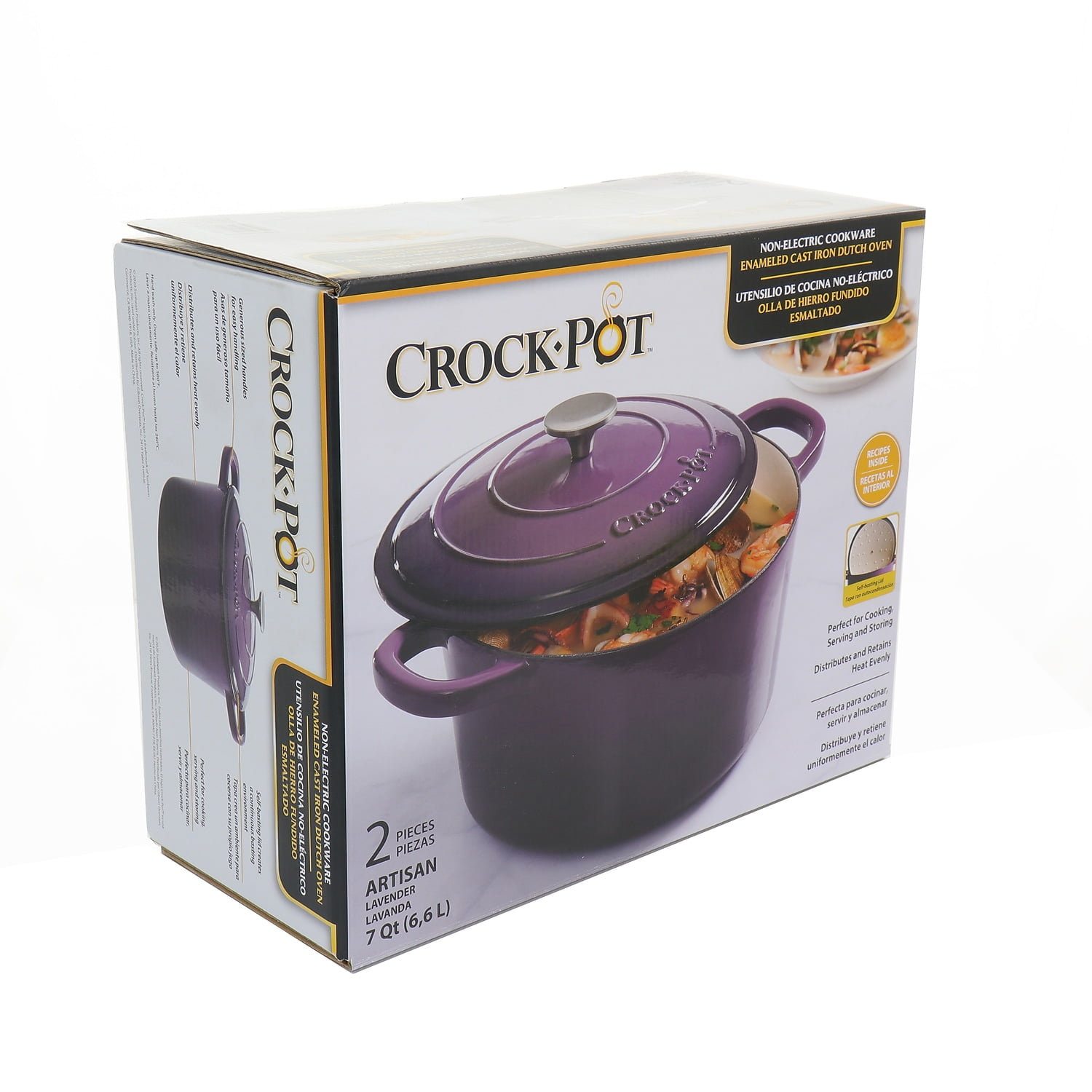 Crock-Pot Dutch Oven w/ Lid in Lavender 2-Pcs 10.5" Cast Iron