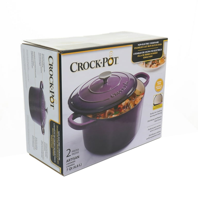 Crock-Pot Crock Pot Artisan 7 Quart Enameled Cast Iron Oval Dutch Oven in  Slate Grey in the Cooking Pots department at