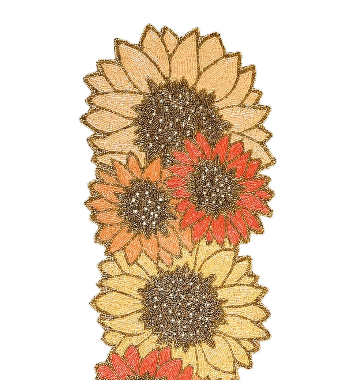 Handmade Beads Table Runner, Multicolor Sunflower Table Runner, Spring Tableware 13X36 Inch