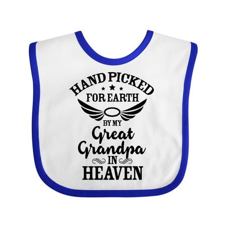 

Inktastic Handpicked for Earth by My Great Grandpa in Heaven Gift Baby Boy or Baby Girl Bib