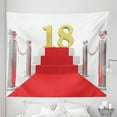 thumbnail image 1 of Birthday Tapestry, Hollywood Greeting for a 18 Year Old Star Party Red Carpet Image, Fabric Wall Hanging Decor for Bedroom Living Room Dorm, 5 Sizes, Red Grey and White, by Ambesonne, 1 of 1