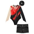 thumbnail image 3 of Aislor Girls Sparkly Dance Unitard Gymnastics Leotard Long Sleeve Bodysuits Athletic Tracksuit Ballet Suits Red&Black 10, 3 of 7