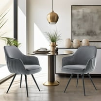 Dining Chair Set of 2, Modern Accent Armchair with Metal Legs, Upholstered Velvet Kitchen Chairs, Living Room Chair for Dining Room Living Room Bedroom, Gray