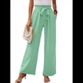 thumbnail image 2 of Pantalones de Salón Anchos para Mujer con Bolsillos, Cintura Alta, Ajustables, con Nudo y Holgados. Verde XXL, 2 of 7