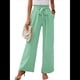 thumbnail image 2 of Pantalones de Salón Anchos para Mujer con Bolsillos, Cintura Alta, Ajustables, con Nudo y Holgados. Verde M, 2 of 7