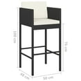 thumbnail image 4 of vidaXL Ensemble de Bar de Jardin 3 Pcs avec Coussins en Rotin Poly Noir, 4 of 5