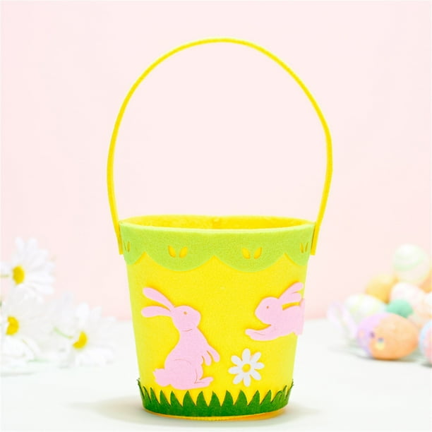 Decoraciones de Pascua, Adornos de Pascua, Regalos de Pascua Decoraciones de Pascua Cubo portátil redondo no tejido de Pascua Decoraciones de Pascua Muñeco de peluche