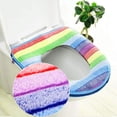 thumbnail image 2 of Funda de asiento de inodoro con cojín para baño, cálida, agradable para la piel, disponible para las cuatro estaciones, lavable y reutilizable, 2 piezas (arcoíris), 2 of 4